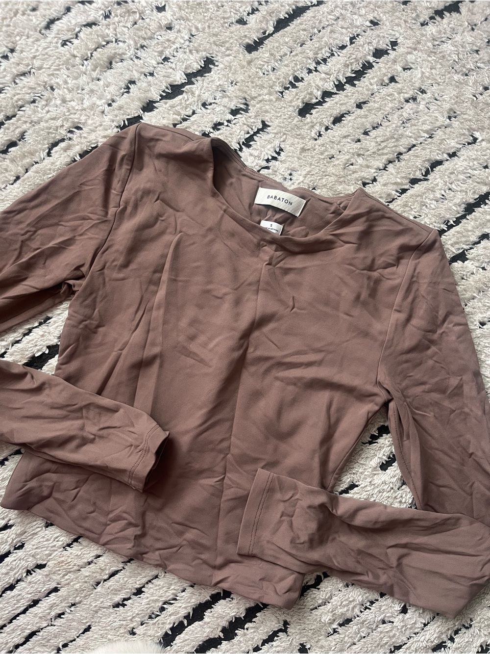 Babaton Dusty Mauve Crewneck Long Sleeve Top